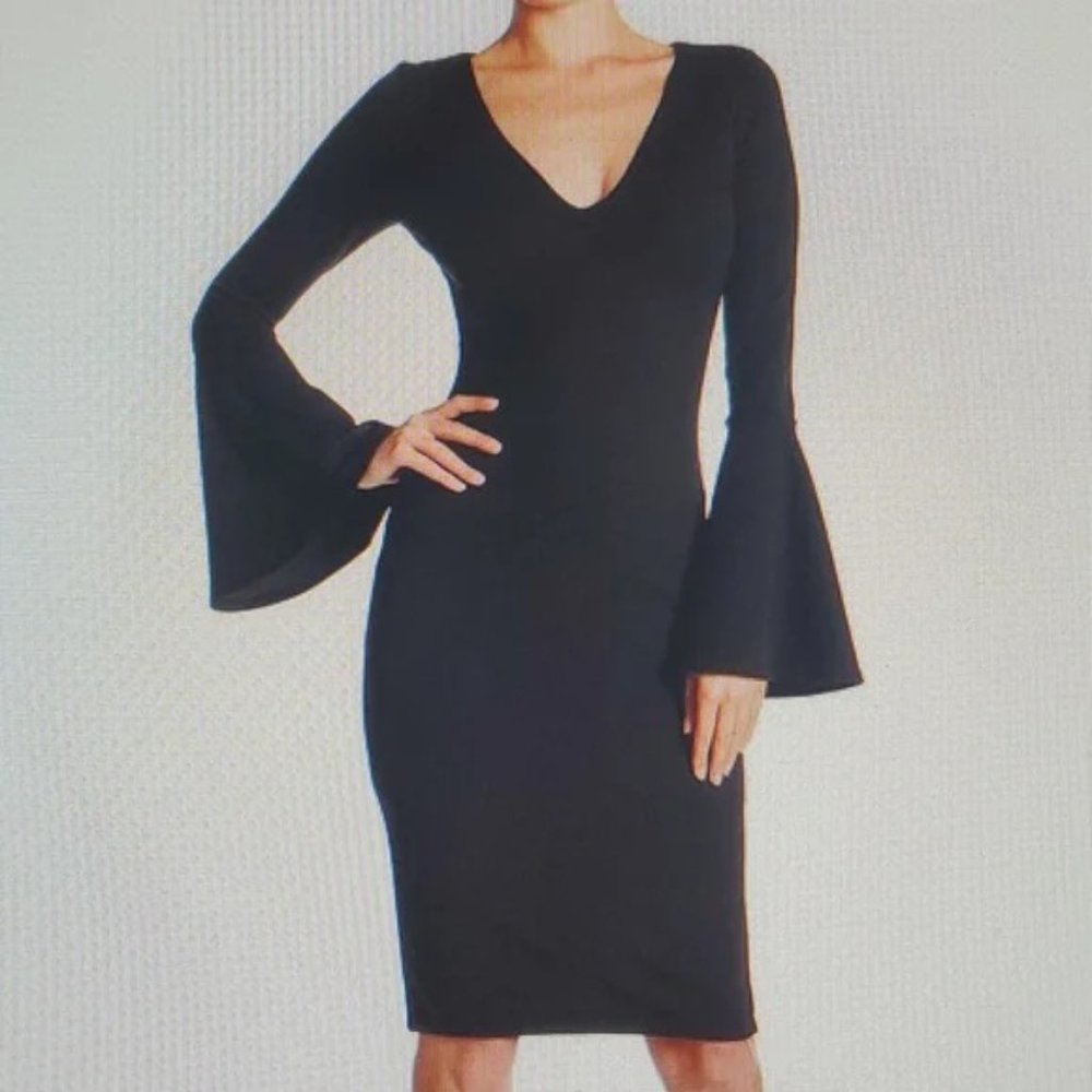 Just Me Black Bell Sleeves Dress